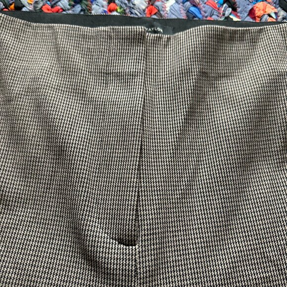 Ann Taylor Brown Houndstooth Slim Trousers Women's Size 12 Tall Preppy Office - Picture 6 of 16